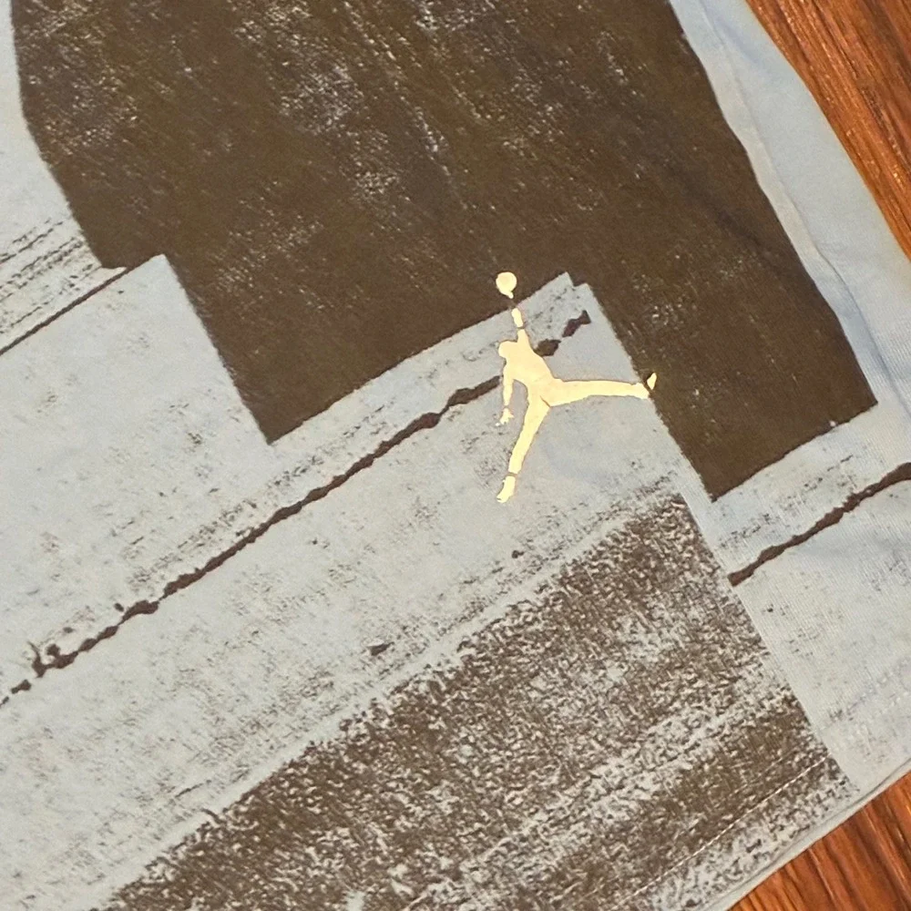 Vintage Nike Air Jordan Michael Jordan AOP Graphic T Shirt Blue Mens Large Rare